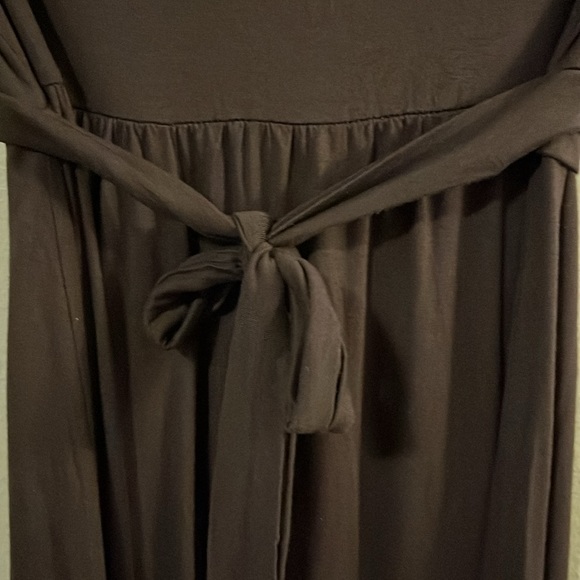Forever 21 Brown Bubble Cap Sleeve Tie Waist Dress S - Picture 6 of 8